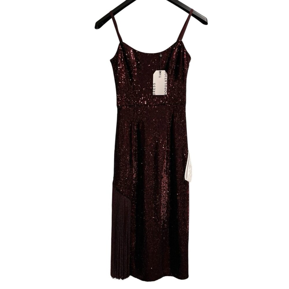 Dress the Population Dress Womens S Port Rory Sequin Fringe Showgirl Event Party